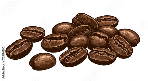 Roasted Coffee Beans Close Up.