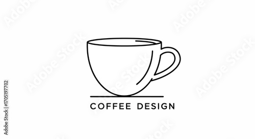Simple Line Drawing of a Coffee Cup Design.
