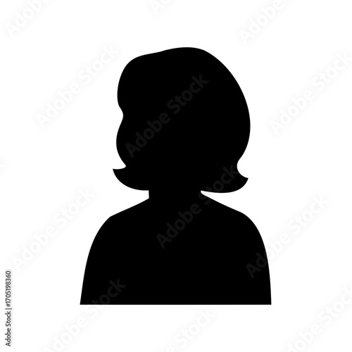 Silhouette of a Woman with Bob Haircut, Person, Black Shape, Isolated