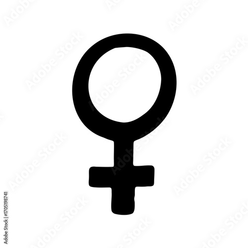 Feminine Symbol Illustration in Black and White with Rounded Details