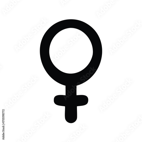 Female gender symbol in black against a white background represented clearly