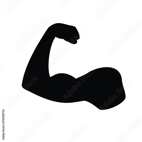 Silhouette of a muscular arm displaying strength and physical fitness condition