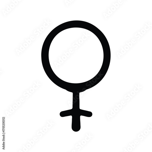 Bold depiction of the female gender symbol, representing women and femininity