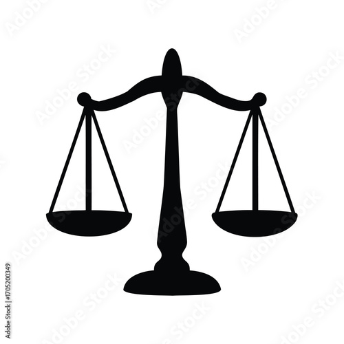 Black Silhouette of Justice Scales Standing for Law, Balance, and Fairness