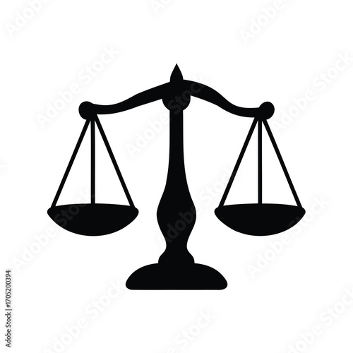 Illustration of balanced scales, a classic symbol of law and justice