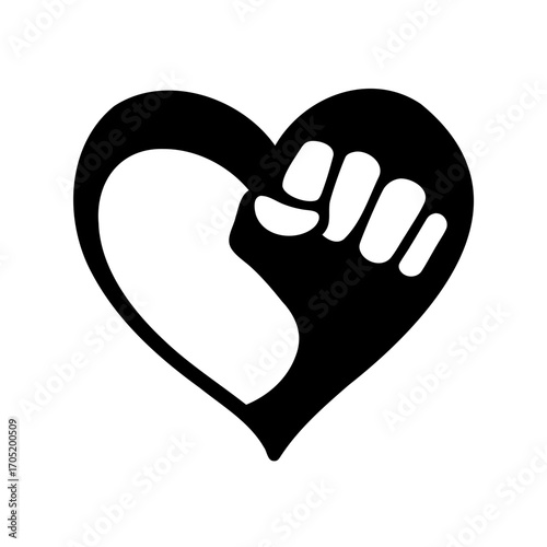 Heart with a fist symbol conveys solidarity and strength in unity
