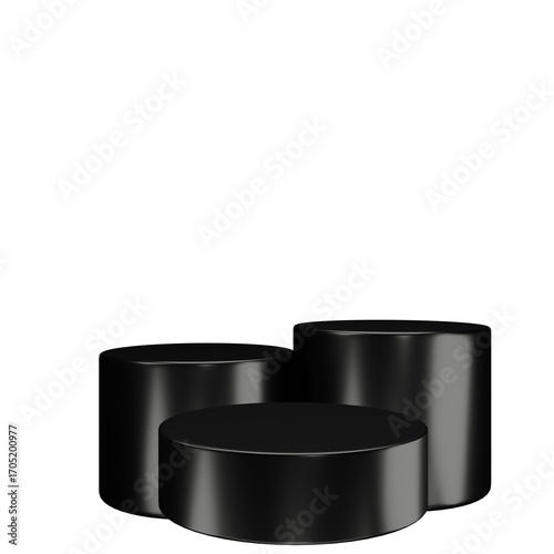 3d render podium black color
