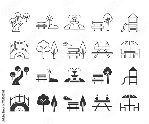 Parks and green place icon