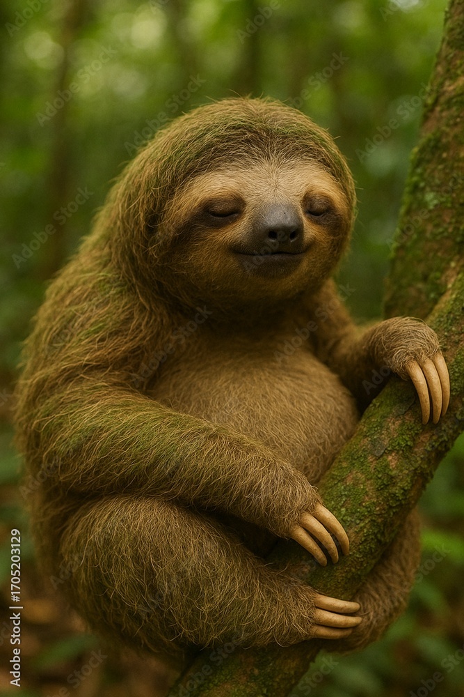 Fototapeta premium 木の上で生活するナマケモノ