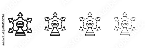 Strategy Icon Set With Multiple Line Styles Vector Illustration 