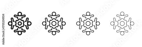 Team Icon Set With Multiple Line Styles Vector Illustration 