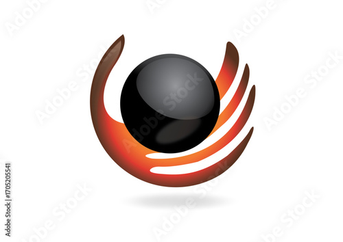 main porte balle ronde abstrait moderne futuriste 3d logo-v12