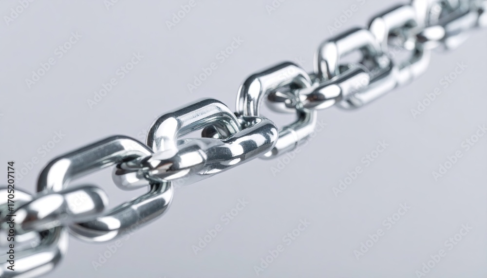 Fototapeta premium Silver Metal Chain Links on Neutral Background