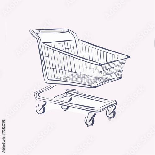 Shopping Cart Sketch A Simple Illustration of a Grocery Cart