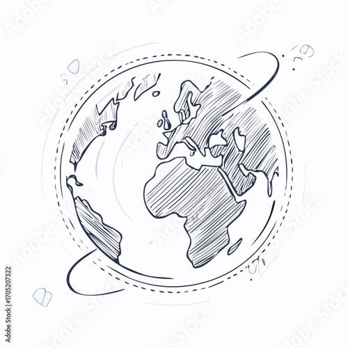 Sketchy illustration of planet Earth, representing global business, travel, and communication concepts