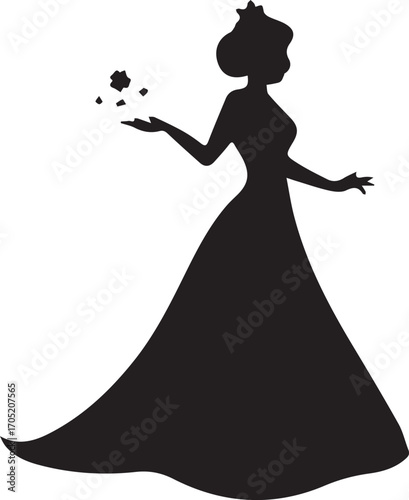 silhouette of a bride in a wedding dress