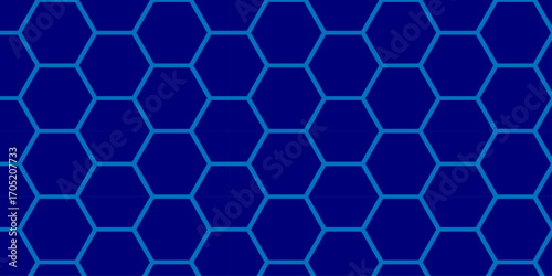 Seamless blue hexagonal geometric grid pattern for a textured tech-inspired background. vector, shape, backdrop, tile, cell, honey, metal, art, black, bee
