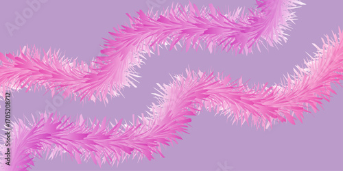 A fluffy pink feather boa creates a soft, colorful texture with intricate patterns and delicate plumes. feathers, color, decoration, bird, plume, purple, plumage, softness, feather, blank, space, arts