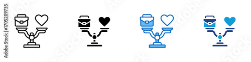Work Balance Multiple Style Icon Design Vector - Highlighting the importance of maintaining a healthy work-life balance for wellbeing