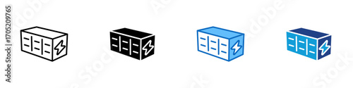 Battery Storage Multiple Style Icon Design Vector - Advanced battery storage systems designed to store renewable electricity for stable energy supply
