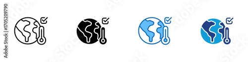 Climate Compliance Multiple Style Icon Design Vector - Global commitment to international climate agreements and emission targets