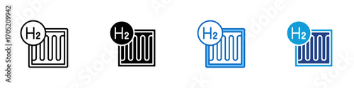 Hydrogen Cell Multiple Style Icon Design Vector - Hydrogen fuel cell generating clean electricity through hydrogen energy for sustainable future