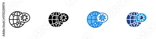 Outbreak Drill Multiple Style Icon Design Vector - Globe with virus bubble representing outbreak simulation drills worldwide