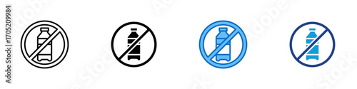 Plastic Ban Multiple Style Icon Design Vector - Symbol of banning single-use plastics to encourage eco-friendly alternatives