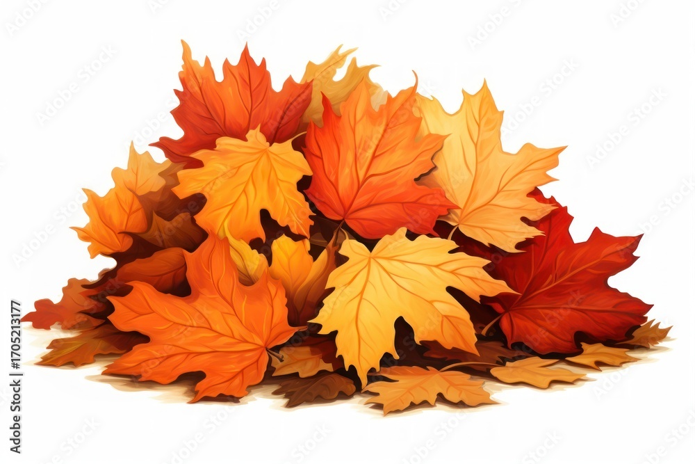 Fototapeta premium Autumn leaves vibrant seasonal illustration