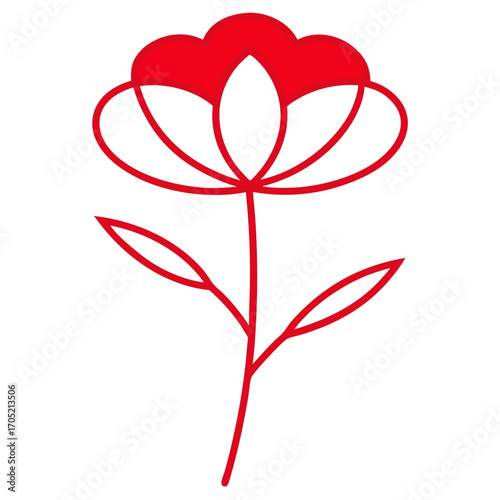 sea thrift red, line art vector on white