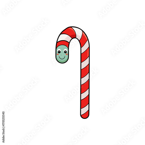 Cute candy cane character isolated on transparent background