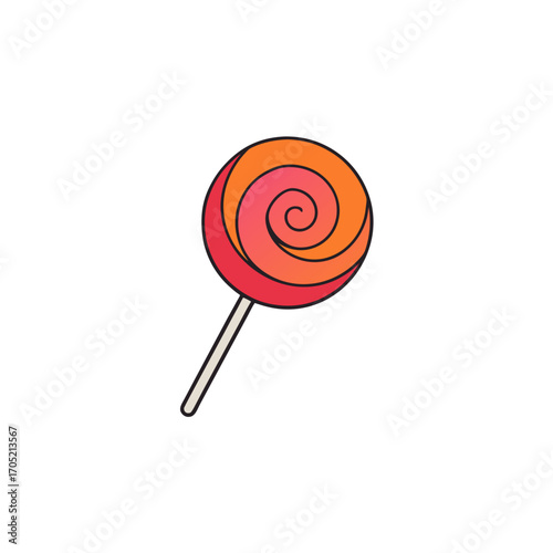 Colorful swirl lollipop isolated on transparent background