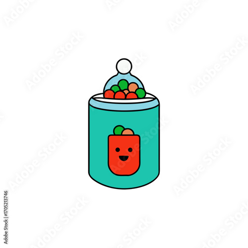 Cute gumball machine with happy face isolated on transparent background