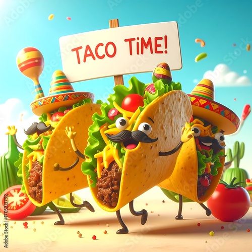Tacos celebrating with a sign saying 
