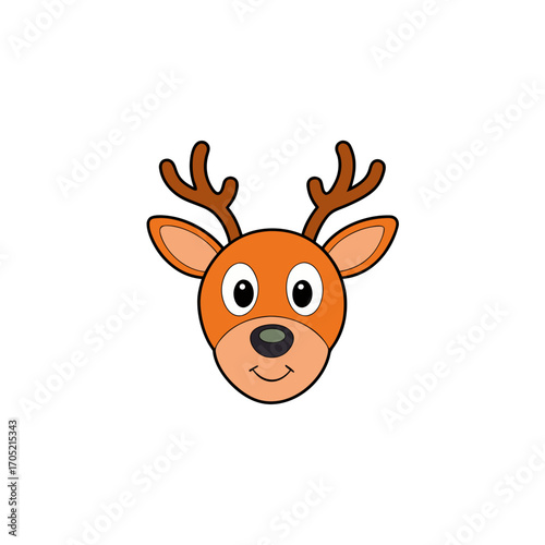 Cute cartoon reindeer face isolated on transparent background