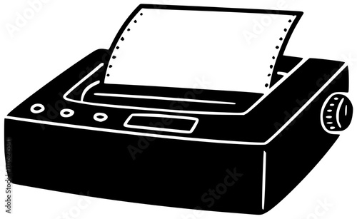 printer illustration school silhouette paper logo office icon tool outline computer print technology work document business digital education set shape with vector graphic background