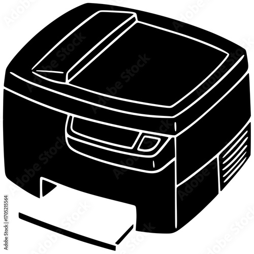 printer illustration school silhouette paper logo office icon tool outline computer print technology work document business digital education set shape with vector graphic background