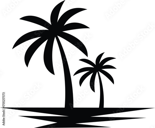 palm tree with river icon