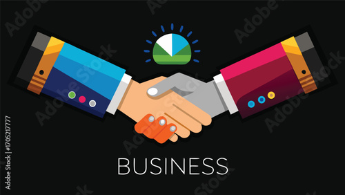 Handshake represents partnership in business deal on a black background
