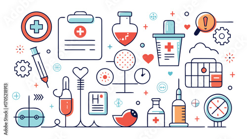 Health and medical icons showcasing various aspects of healthcare and emergency response