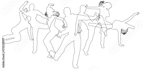 Street dancers dancing silhouette hip hop dance silhouettes poses set
