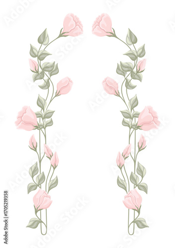 Art Nouveau decor with gentle flowers. Vector.