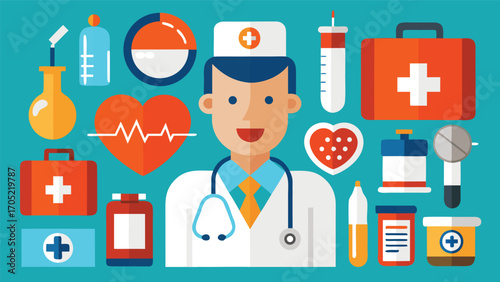 Medical professional with healthcare tools and symbols showcasing the importance of medicine and wellness