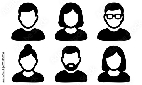 People and Avatars Flat Vector Icon Set – Male and Female Profiles