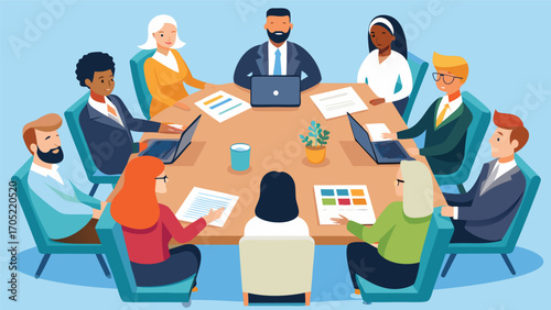 Team of professionals collaborating in a modern conference room during a productive business meeting