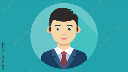 Business professional in a suit with a friendly expression in a simple graphic style