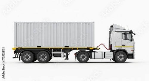 Logistics and transportation concept with cargo truck and shipping container for freight delivery and supply chain solutions
