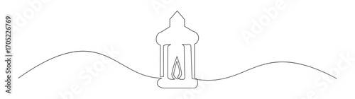 Ramadan Lantern Continuous Line Art Drawing