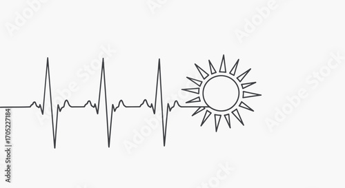 Heartbeat towards sunshine, a metaphorical depiction of vitality and happiness graphic