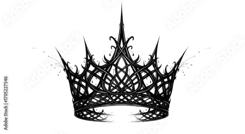 Intricate dark gothic crown illustration with a spiky design on a clean white background